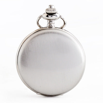Retro Smooth Silver Polish Quartz Fob Pocket Watches Pendant with Chain