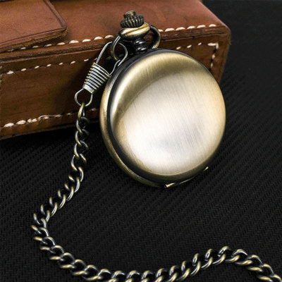 Retro Smooth Silver Polish Quartz Fob Pocket Watches Pendant with Chain