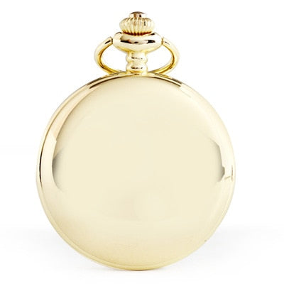 Retro Smooth Silver Polish Quartz Fob Pocket Watches Pendant with Chain