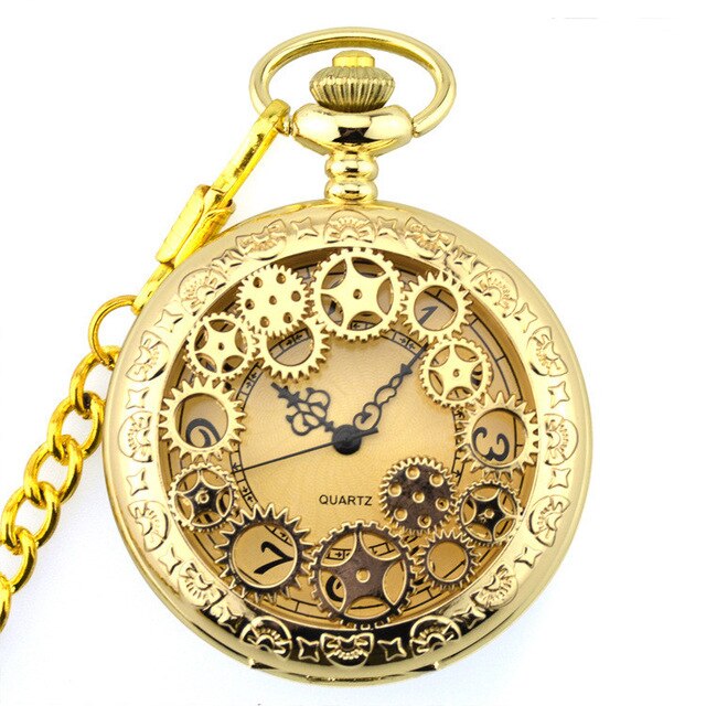 Retro Smooth Silver Polish Quartz Fob Pocket Watches Pendant with Chain