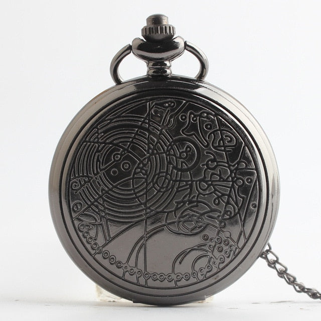 Retro Smooth Silver Polish Quartz Fob Pocket Watches Pendant with Chain